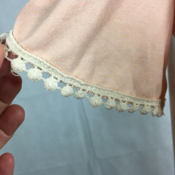 Reb in J 220 Shirt Womens Sz M Peach Flowy Short Sleeve Knit Tunic Top Lace Trim - Picture 6 of 10
